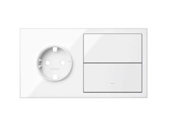 Simon 100 Kit frontal 1 base enchufe schuko + 1 tecla individual blanco brillante 10020203-130