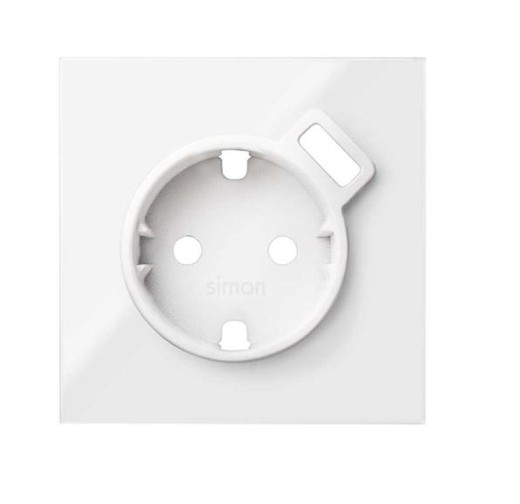 Simon 100 Tapa para base de enchufe schuko con cargador USB integrado blanco brillante