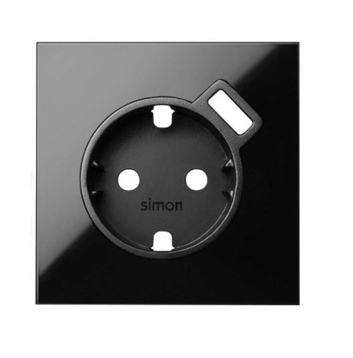 Simon 100 Tapa para base de enchufe schuko con cargador USB integrado negro brillante