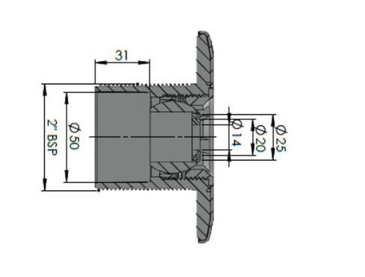 Astralpool 00295 Boquilla de impulsión Multiflow para enroscar