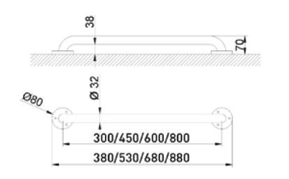 Barra fija Cabel 30 cm inox satinado