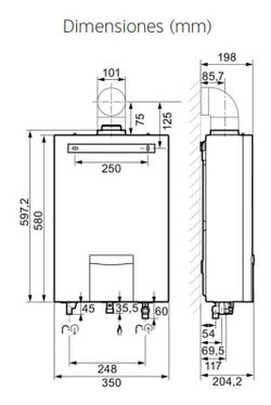 Calentador Vaillant turboMAG plus 125/1-5 a gas natural