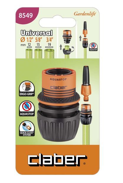 Claber 8549 Conector universal Aquastop 1/2" - 5/8" - 3/4"