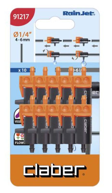 Claber 91217 Gotero regulable en línea 0-6 l/h