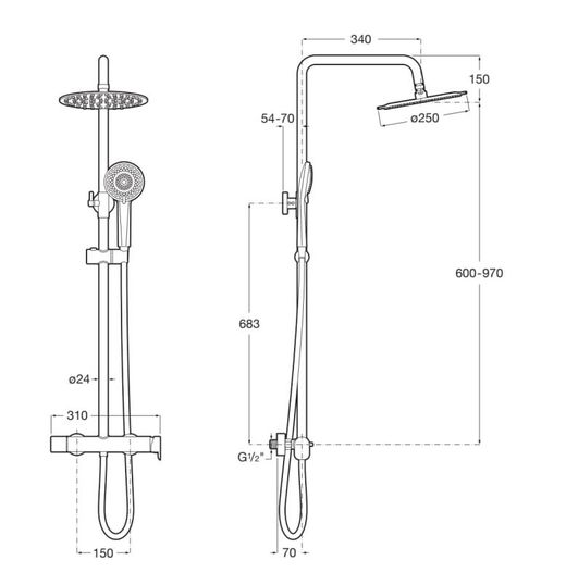 Columna de ducha monomando Roca Vega Plus Round