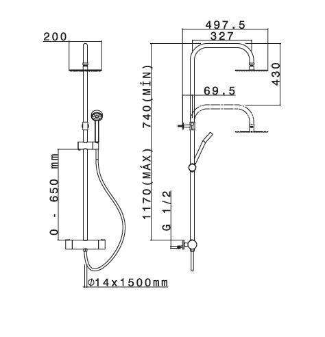 Columna de ducha termostática Cabel Sfera Ther