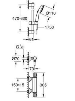 Conjunto de ducha Grohe Grohtherm 800 con termostato de ducha 1/2"