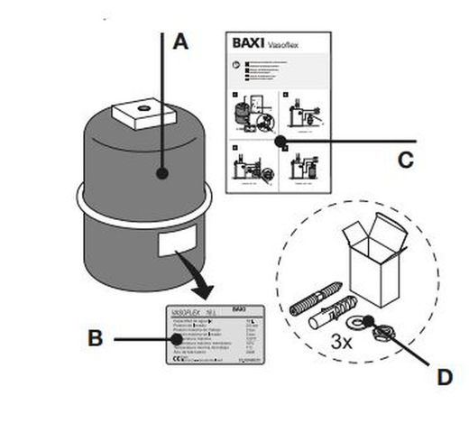 Vaso de expansión para calefacción Baxi Vasoflex de 12 litros