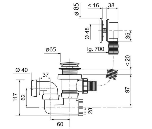 Desagüe bañera Quick-Clac Wirquin SP760299