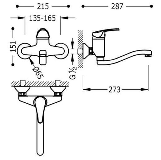 Grifo ECO-TRES 17032002 monomando mural para cocina