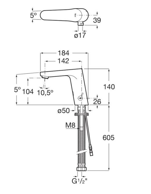 Grifo electrónico Roca L30-E para lavabo