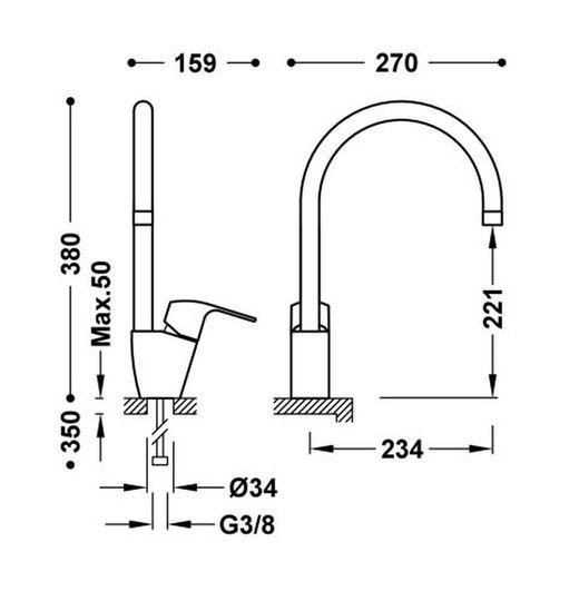 Grifo monomando de cocina K-Tres 169440