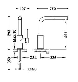 Grifo monomando de cocina  Top-Tres 162437 con caño extraíble