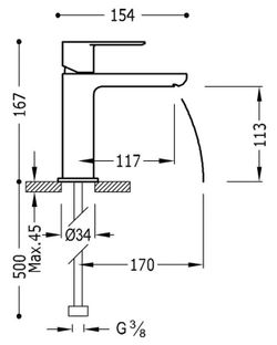Grifo monomando de lavabo Loft-Tres