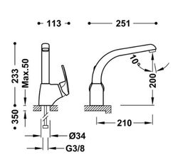 Grifo monomando Eco-Tres 17044002 para cocina