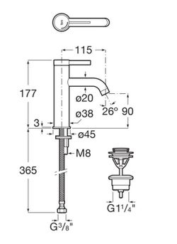Grifo monomando Roca Ona para lavabo con desagüe
