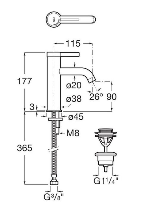Grifo monomando Roca Ona para lavabo con desagüe