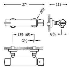 Grifo termostático mural FLAT-TRES para ducha