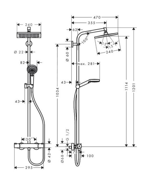 Hansgrohe Crometta E Showerpipe 240 con termostato