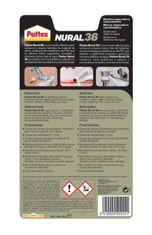 Masilla reparadora para saneamiento Pattex Nural 36