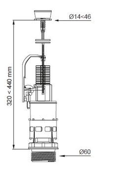 Mecanismo WC universal Cabel 1 pulsador