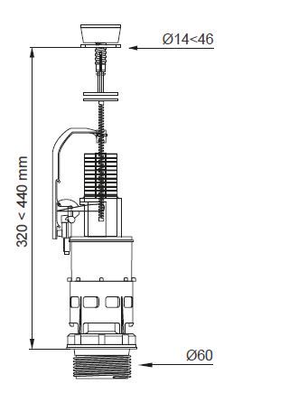 Mecanismo WC universal Cabel 1 pulsador