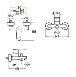 Mezclador monomando Roca Victoria Plus para baño-ducha