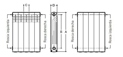 Radiador de aluminio de 8 elementos Baxi Dubal 60