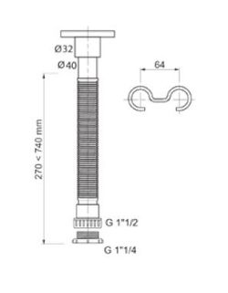 Sifón extensible Ø 32-40 blanco 1”1/4-1”1/2