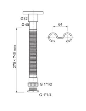 Sifón extensible Ø 32-40 blanco 1”1/4-1”1/2