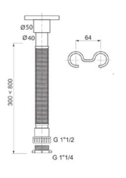 Sifón extensible Ø 40-50 cromo 1”1/4-1”1/2