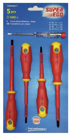 Super-Ego Juego 4 destornilladores + tester