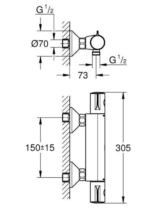 Termostato de ducha 1/2" Grohe Grohtherm 800