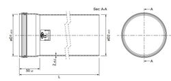 Tubo chimenea M/H en polipropileno 80x1000 mm