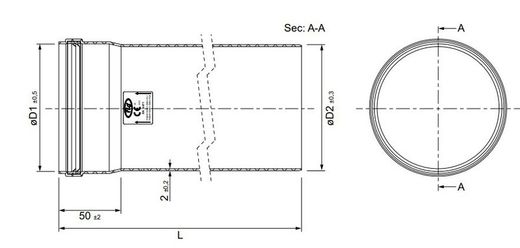 Tubo chimenea M/H en polipropileno 80x1000 mm