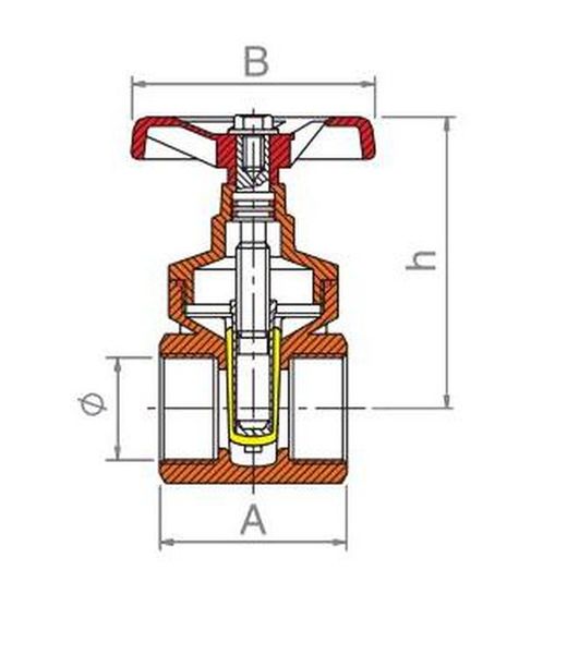 Válvula compuerta de roscar cierre goma 1 1/4" H-H