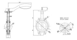 Válvula de mariposa tipo wafer DN80 Atusa 910 disco nodular maneta