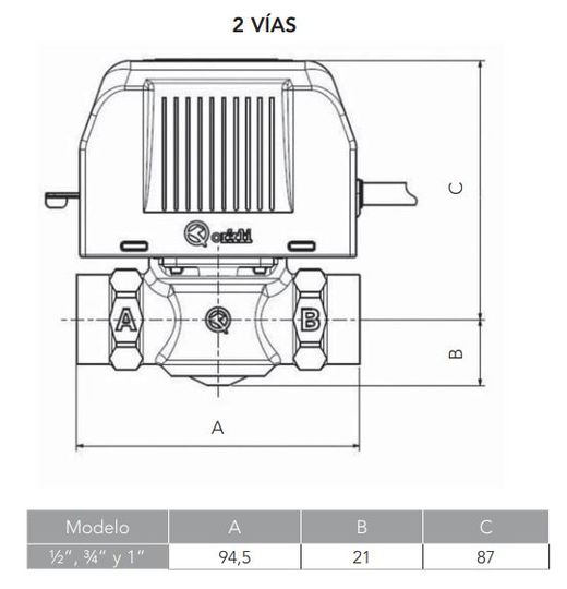 Válvula de zona Orkli 2 vías 1" H con micro