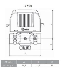 Válvula de zona Orkli 3 vías 1" H con micro