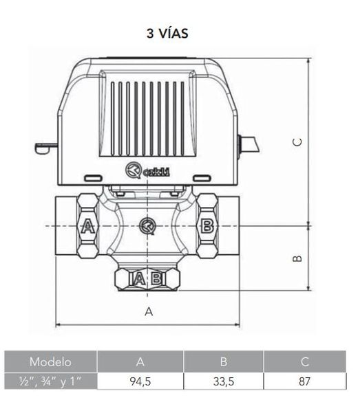 Válvula de zona Orkli 3 vías 1" H con micro